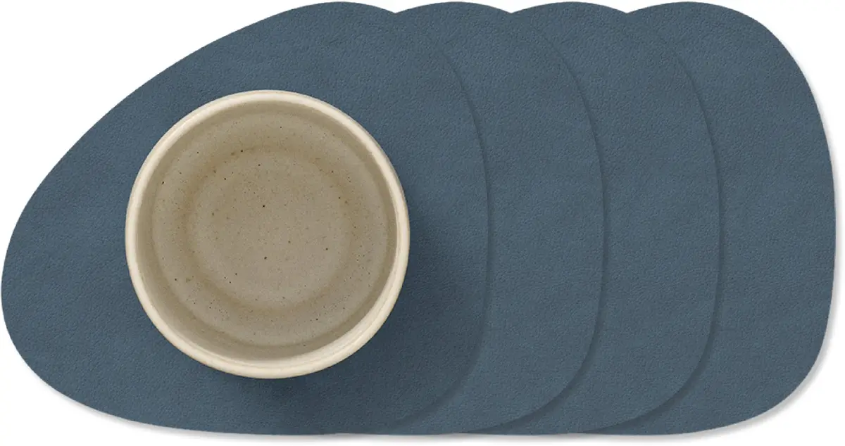 Lind Dna Onderzetters Nupo - Leer - Dark Blue - 13 X 11 Cm - 4 Stuks 1