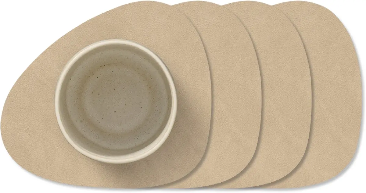 Lind Dna Onderzetters Nupo - Leer - Sand - 13 X 11 Cm - 4 Stuks 1