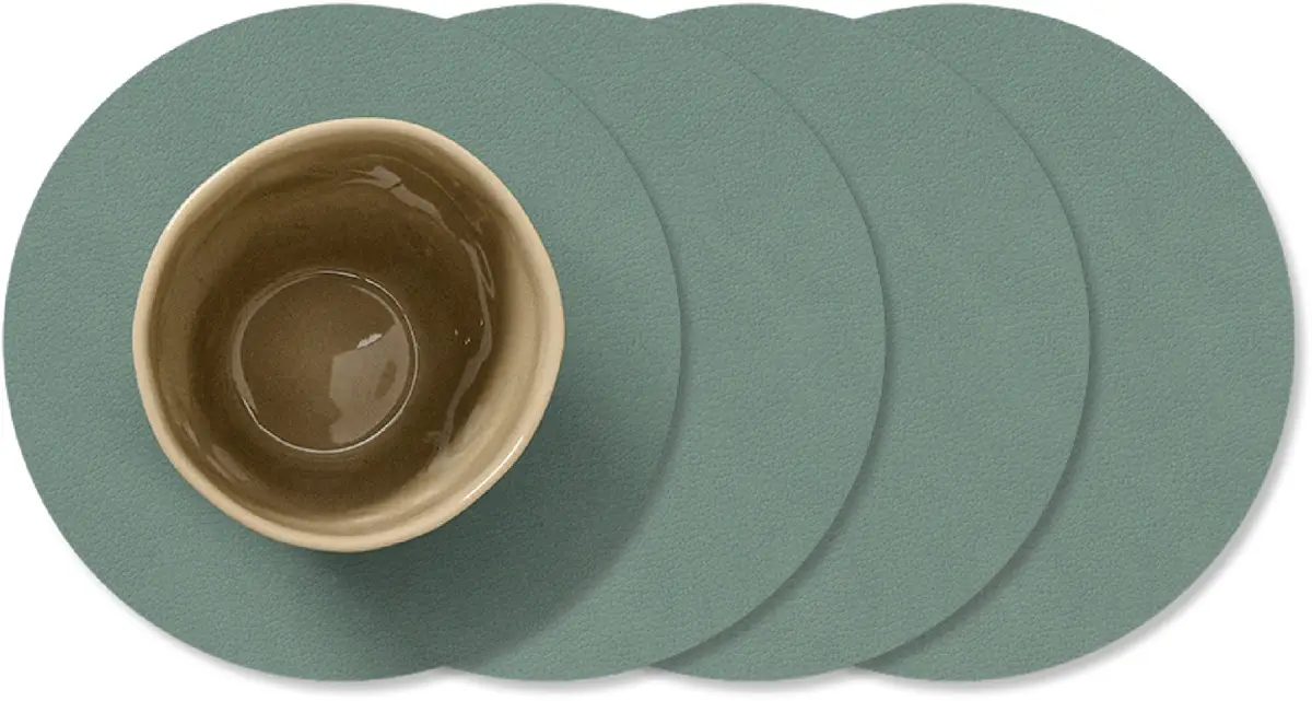 Lind Dna Onderzetters Nupo - Leer - Pastel Green - Ø 10 Cm - 4 Stuks 1