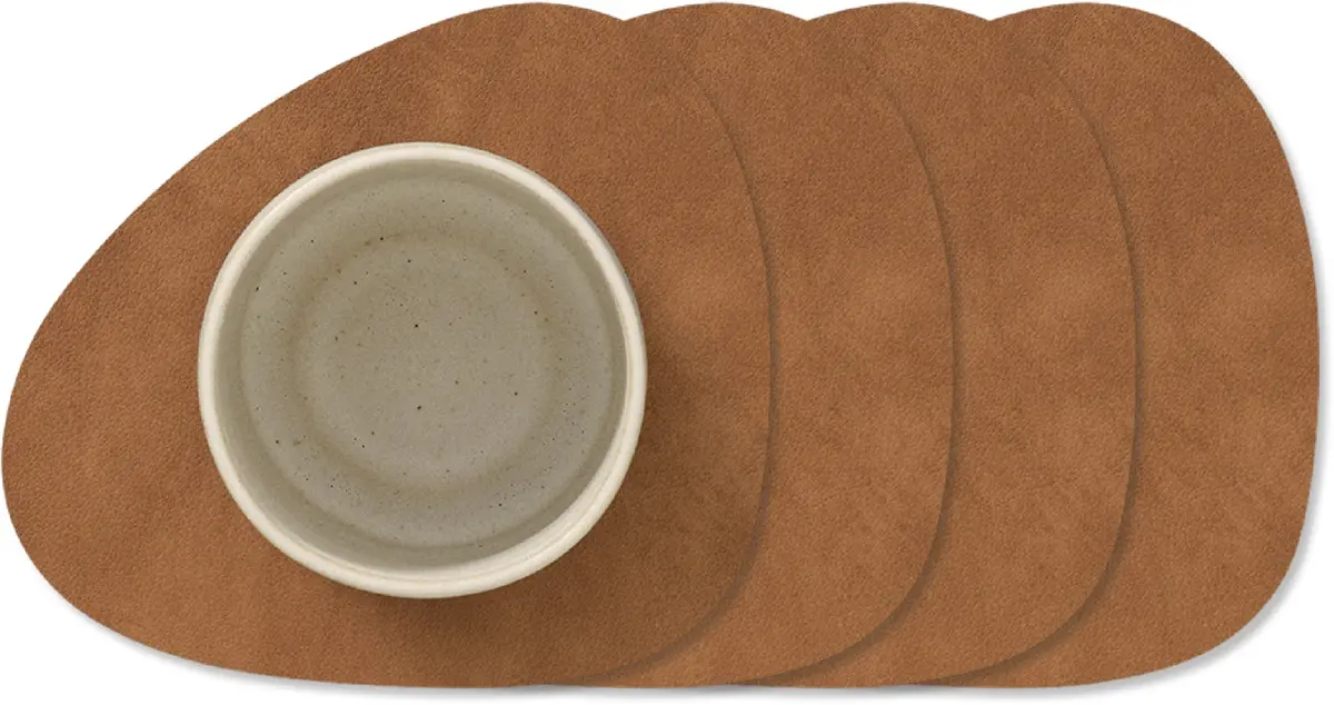 Lind Dna Onderzetters Nupo - Leer - Nature - 13 X 11 Cm - 4 Stuks 1