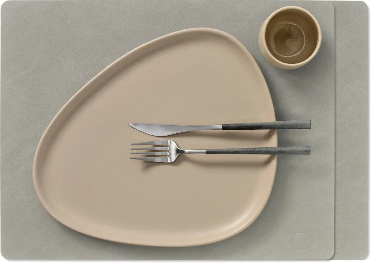 Lind Dna Placemats Nupo - Leer - Lichtgrijs 45 X 35 Cm - 2 Stuks 1