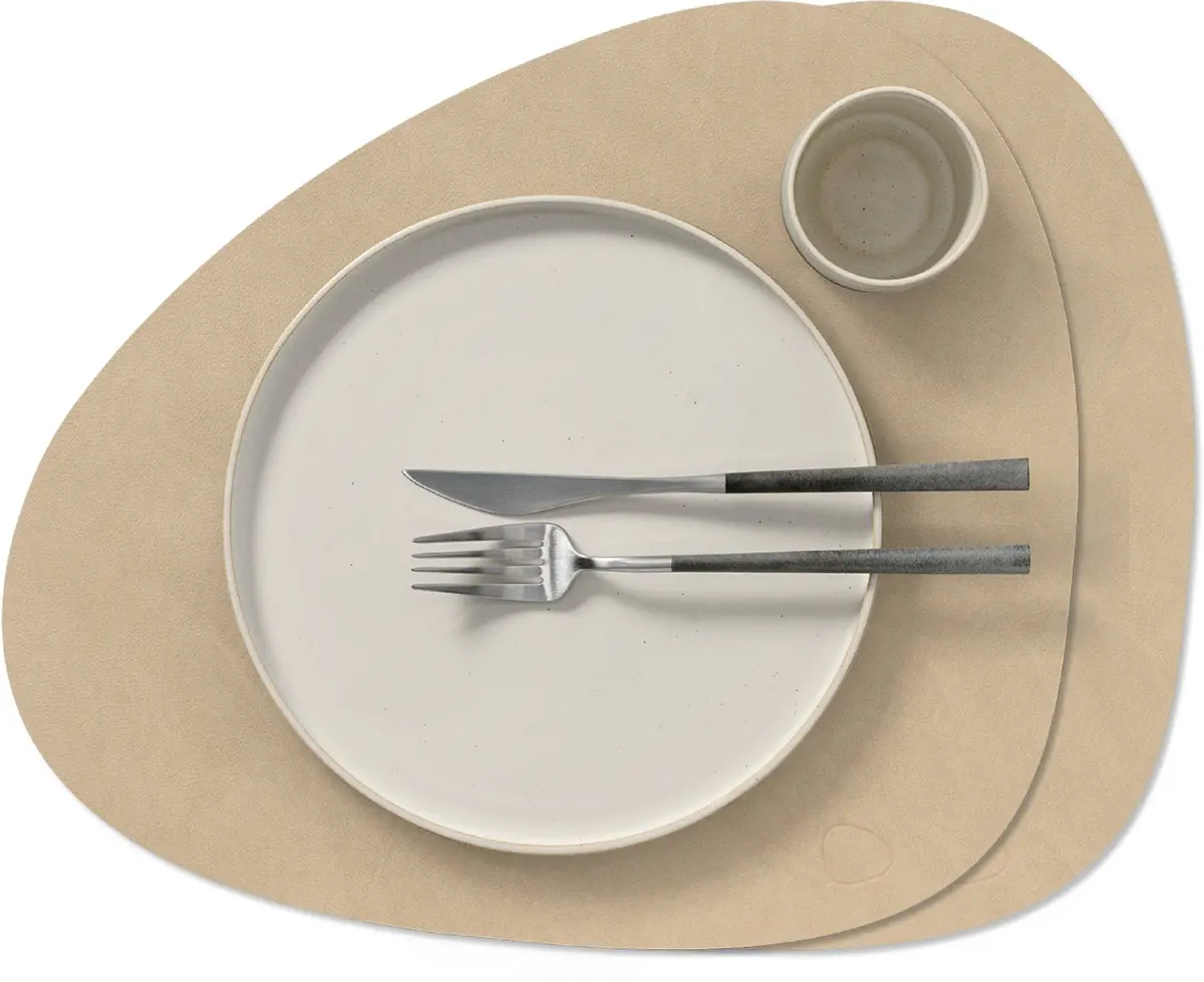 Lind Dna Placemats Nupo - Leer - Sand - Curved - 44 X 37 Cm - 2 Stuks 1