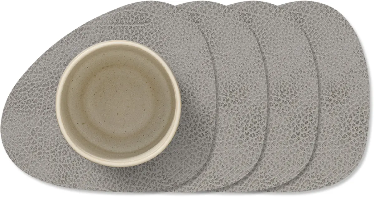 Lind Dna Onderzetters Hippo - Leer - Anthracite Grey - 13 X 11 Cm - 4 Stuks 1