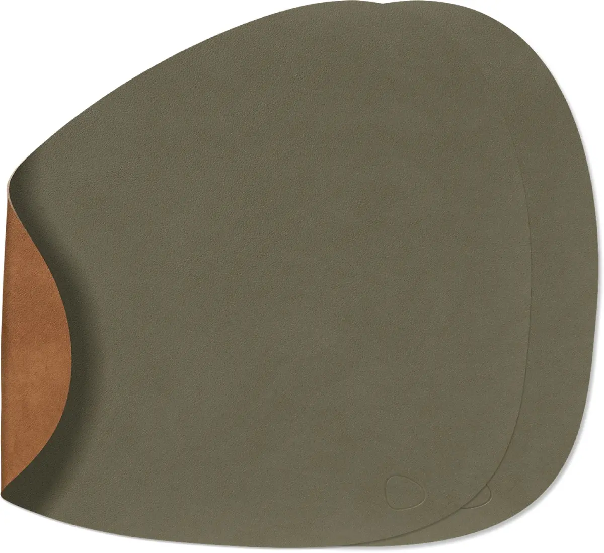 Lind Dna Placemats Nupo - Leer - Army Green / Nature - Curved - Dubbelzijdig - 44 X 37 Cm - 2 Stuks 1