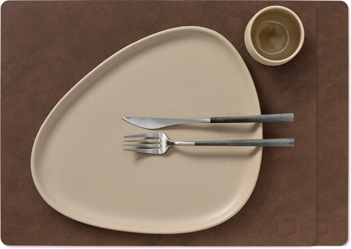 Lind Dna Placemats Nupo - Leer - Dark Brown - 45 X 35 Cm - 2 Stuks 1