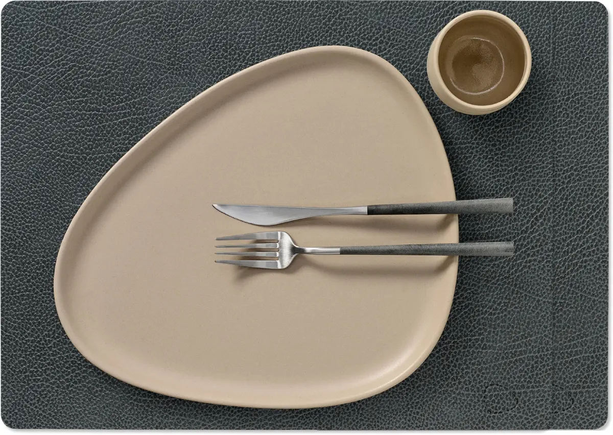 Lind Dna Placemats Hippo - Leer - Black Anthracite - 45 X 35 Cm - 2 Stuks 1