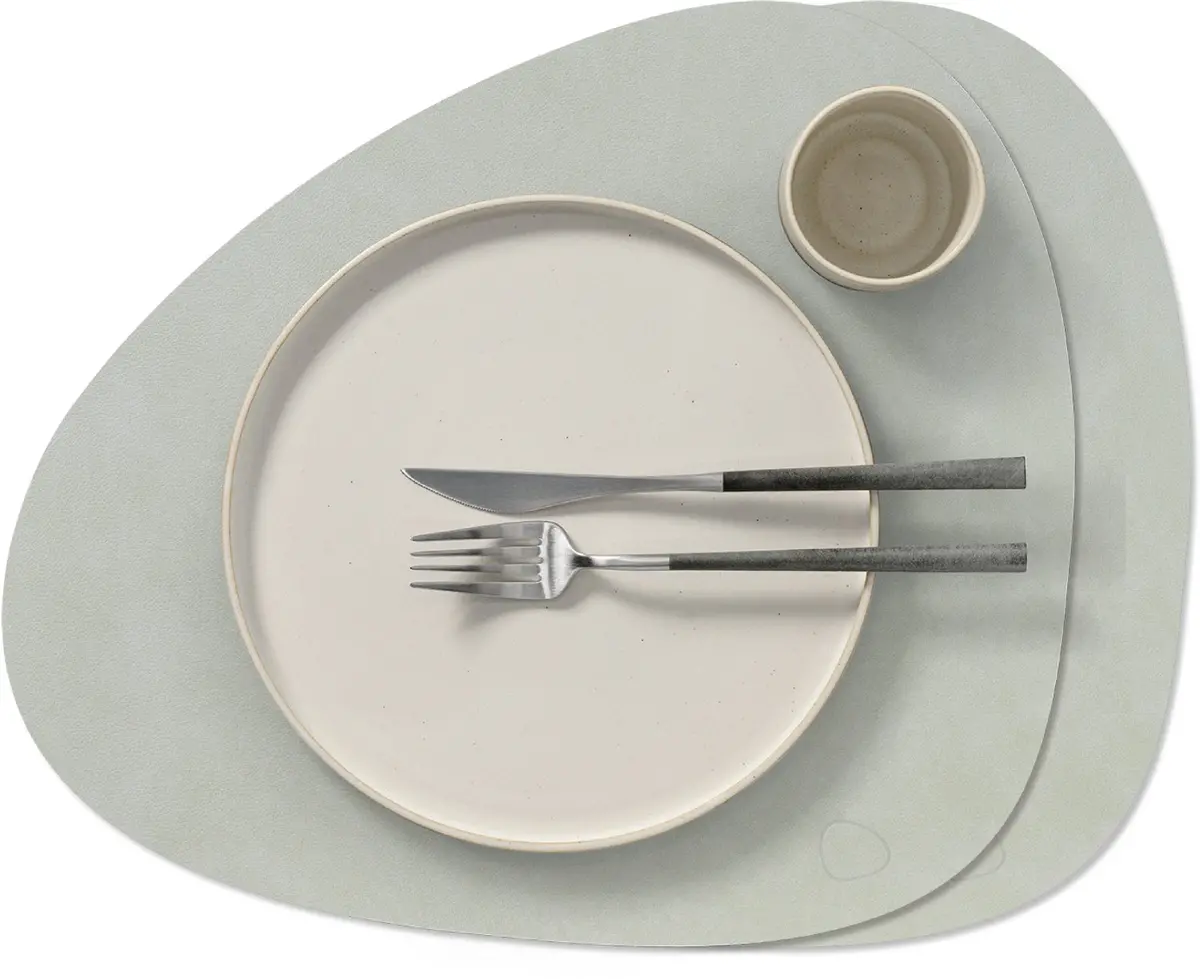 Lind Dna Placemats Nupo - Leer - Metallic - Curved - 44 X 37 Cm - 2 Stuks 1