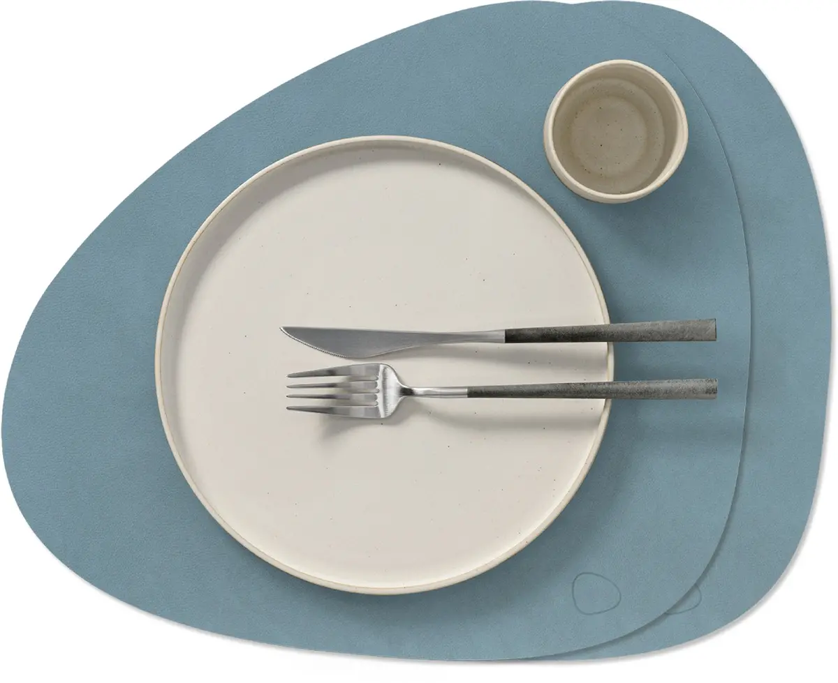 Lind Dna Placemats Nupo - Leer - Light Blue - Curved - 44 X 37 Cm - 2 Stuks 1