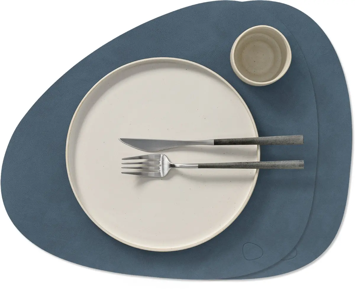 Lind Dna Placemats Nupo - Leer - Dark Blue - Curved - 44 X 37 Cm - 2 Stuks 1