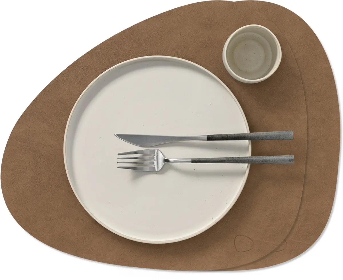 Lind Dna Placemats Nupo - Leer - Brown - Curved - 44 X 37 Cm - 2 Stuks 1