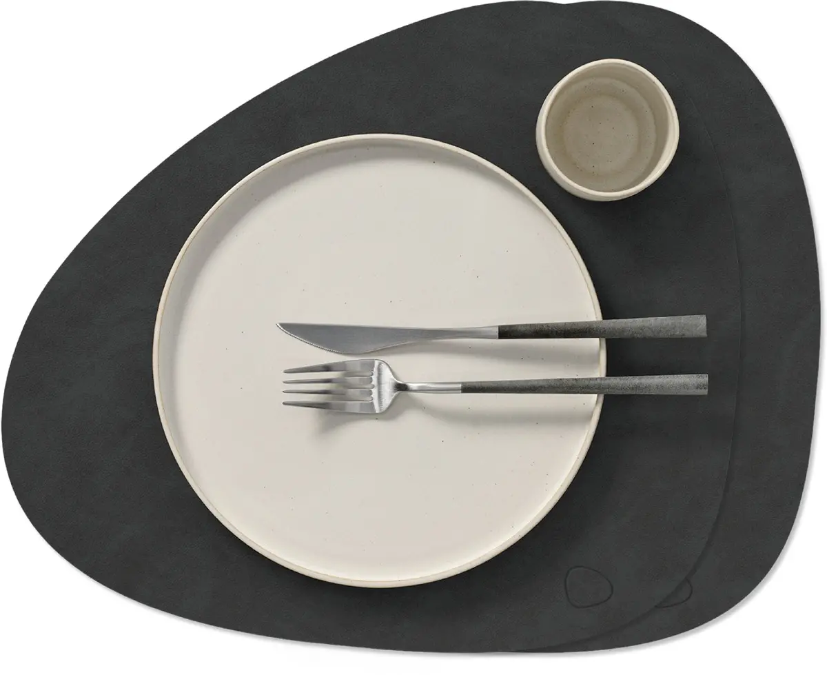 Lind Dna Placemats Nupo - Leer - Black - Curved - 44 X 37 Cm - 2 Stuks 1