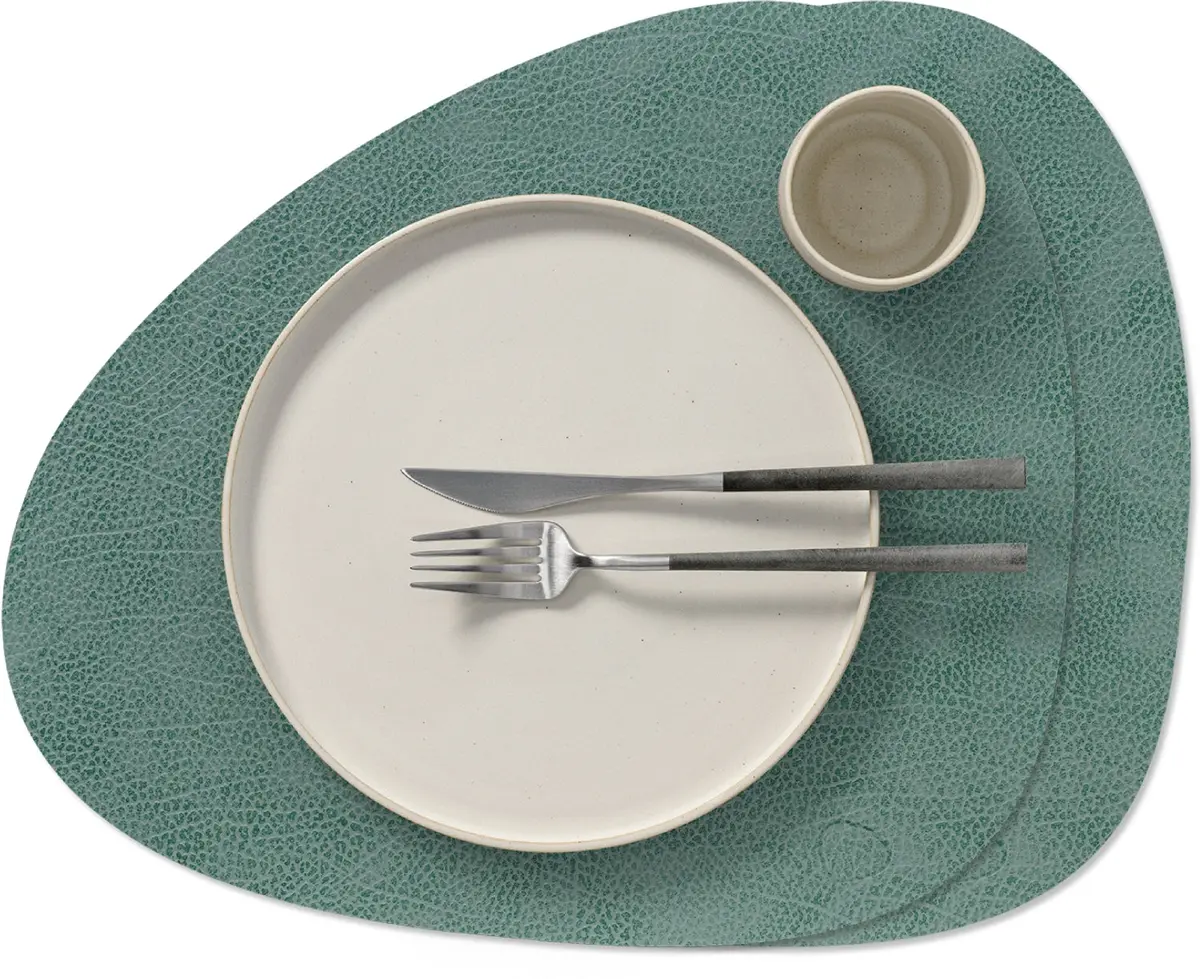 Lind Dna Placemats Hippo - Leer - Pastel Green - Curved - 44 X 37 Cm - 2 Stuks 1