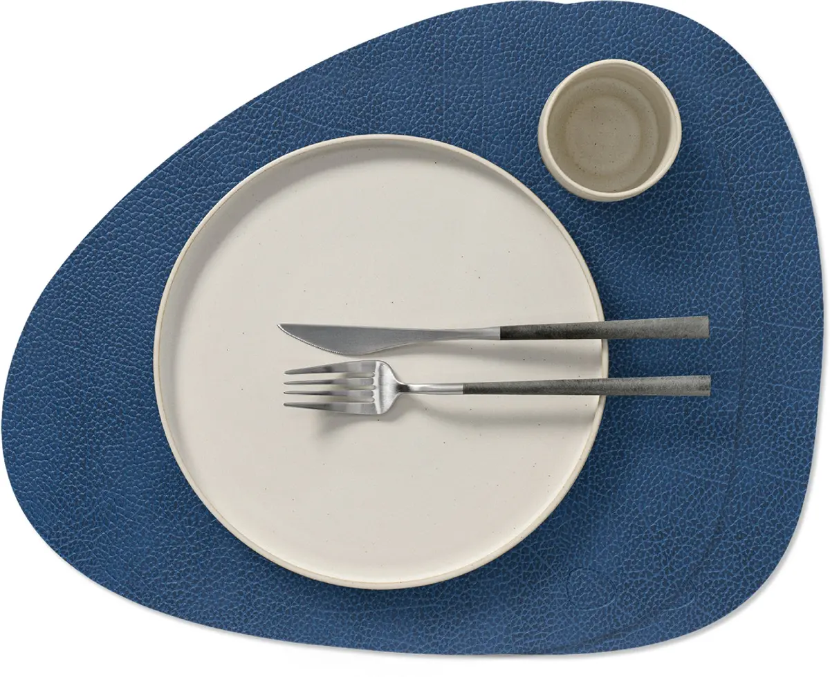 Lind Dna Placemats Hippo - Leer - Navy Blue - Curved - 44 X 37 Cm - 2 Stuks 1