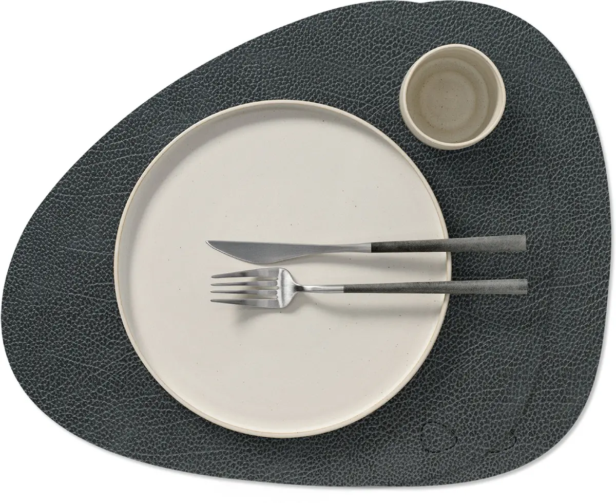 Lind Dna Placemats Hippo - Leer - Black Anthracite - Curved - 44 X 37 Cm - 2 Stuks 1