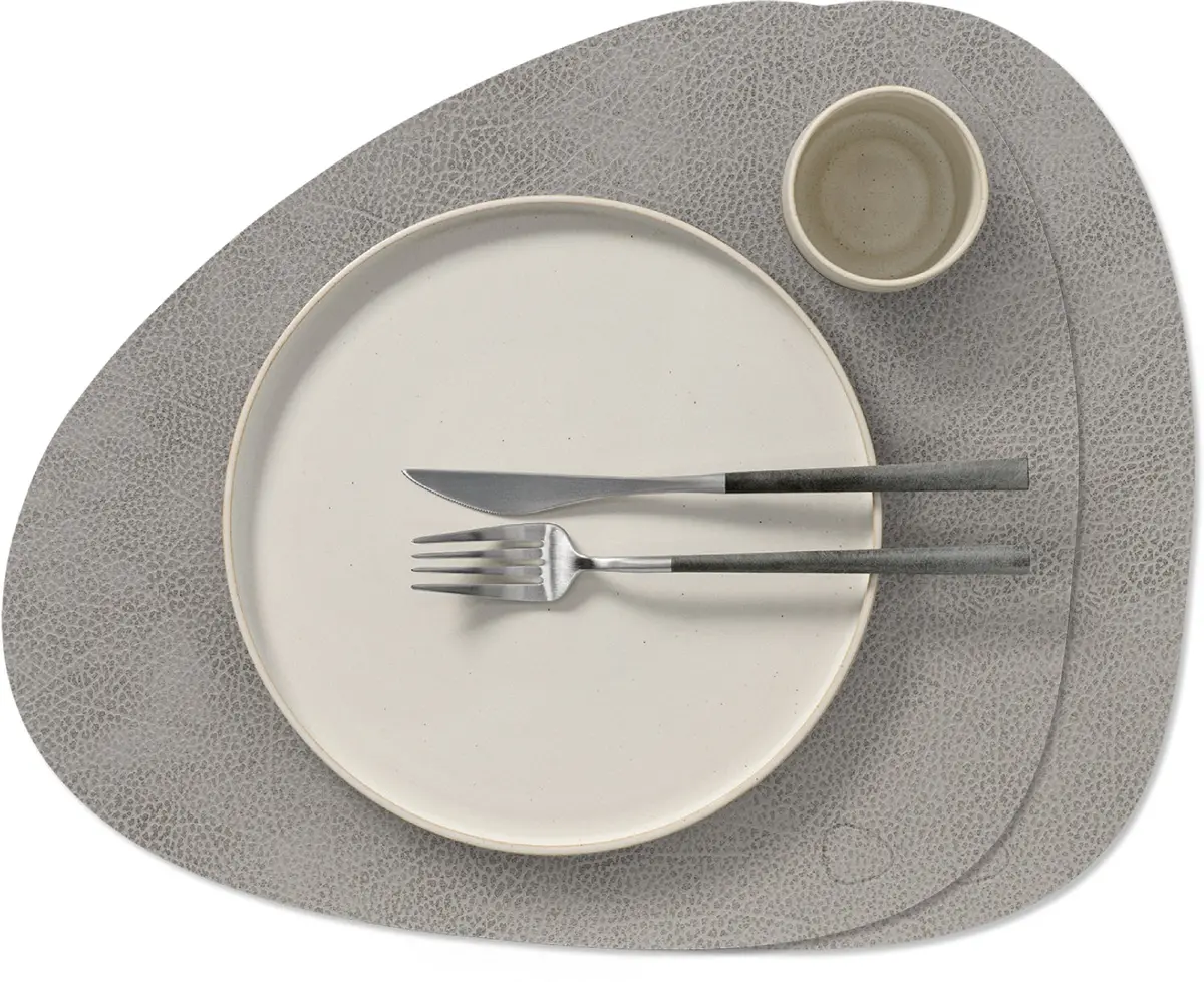 Lind Dna Placemats Hippo - Leer - Anthracite Grey - Curved - 44 X 37 Cm - 2 Stuks 1