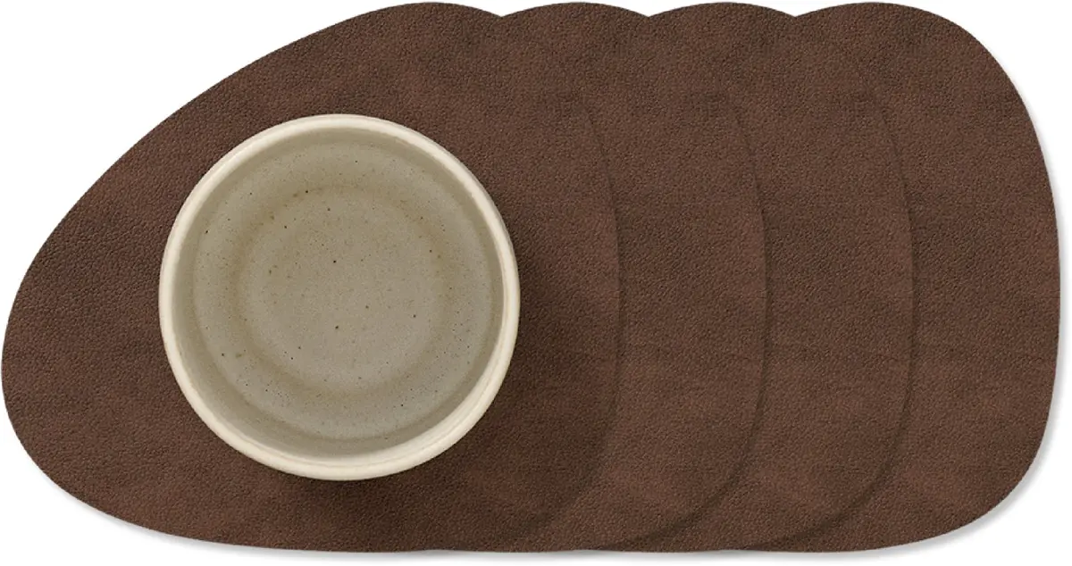 Lind Dna Onderzetters Nupo - Leer - Dark Brown - 13 X 11 Cm - 4 Stuks 1
