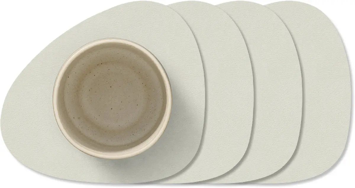 Lind Dna Onderzetters Nupo - Leer - Linen - 13 X 11 Cm - 4 Stuks 1