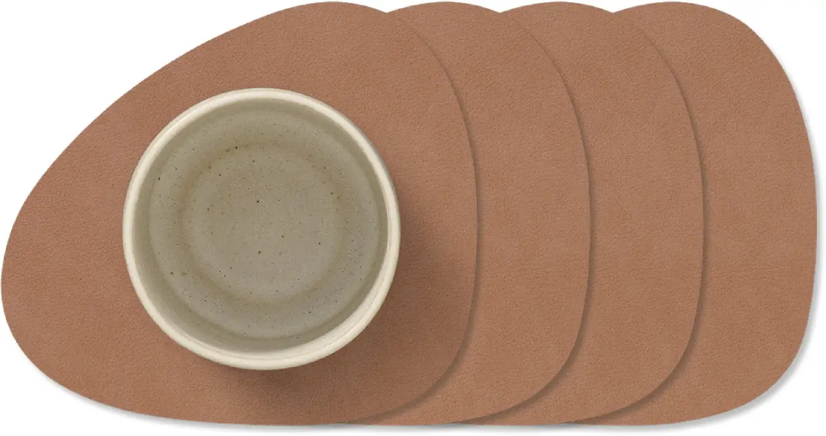 Lind Dna Onderzetters Nupo - Leer - Old Rose - 13 X 11 Cm - 4 Stuks 1