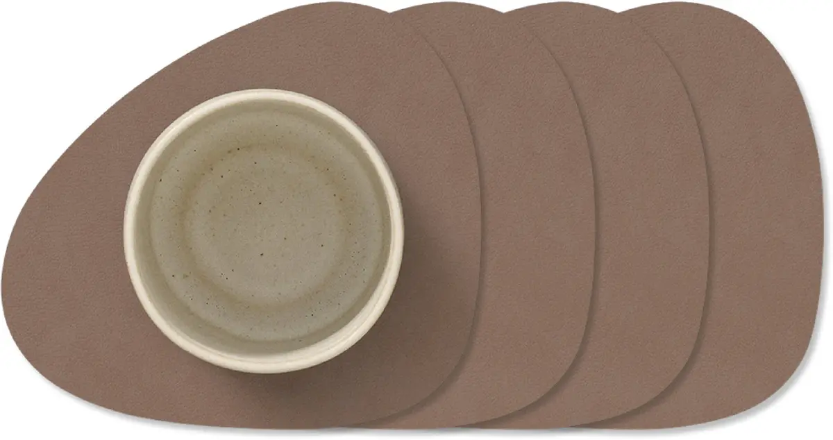 Lind Dna Onderzetters Nupo - Leer - Truffle - 13 X 11 Cm - 4 Stuks 1