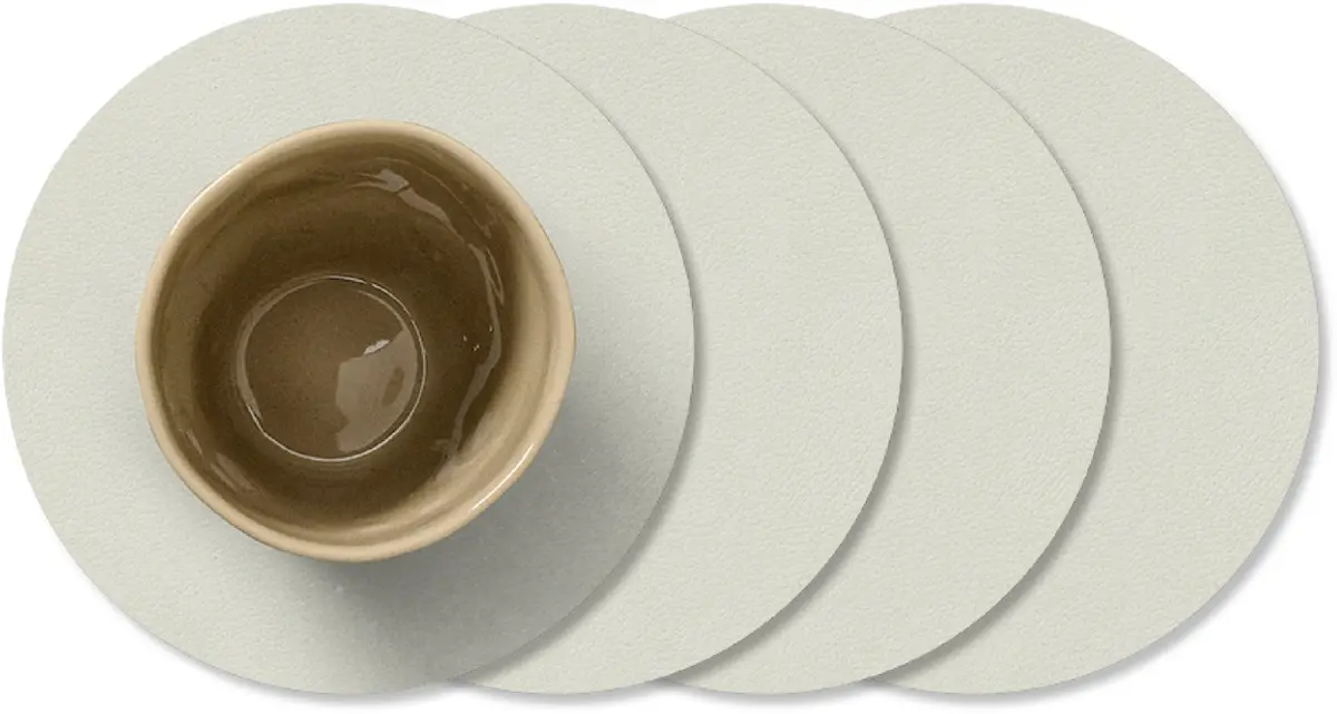 Lind Dna Onderzetters Nupo - Leer - Linen - Ø 10 Cm - 4 Stuks 1