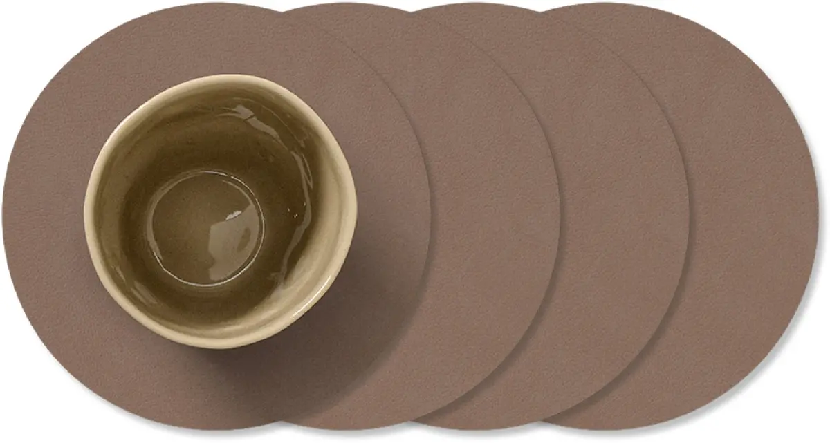 Lind Dna Onderzetters Nupo - Leer - Truffle - Ø 10 Cm - 4 Stuks 1