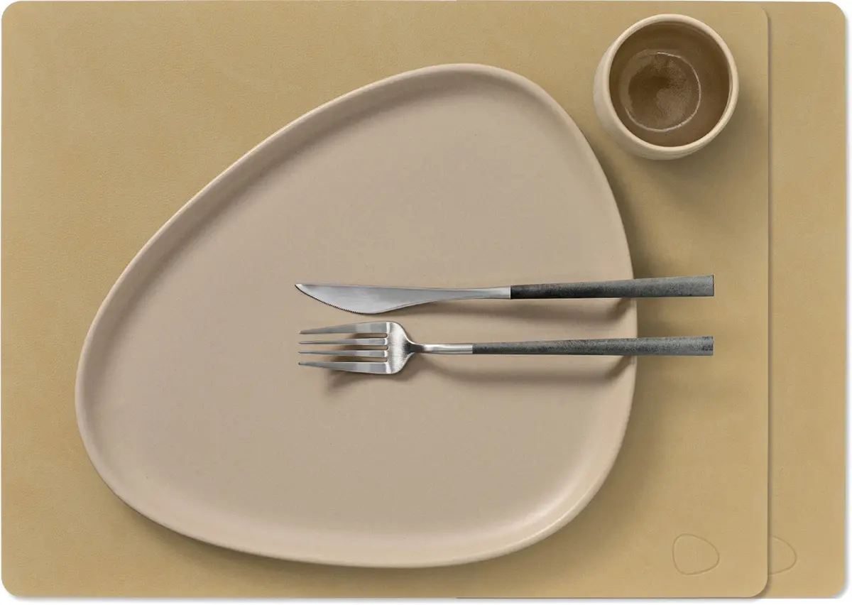 Lind Dna Placemats Nupo - Leer - Khaki - 45 X 35 Cm - 2 Stuks 1