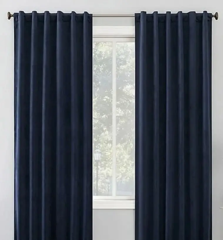 Sun Zero Amherst Velvet 84-Inch Thermal Total Blackout Back Tab Window
Curtain Panel In Navy Blue 1