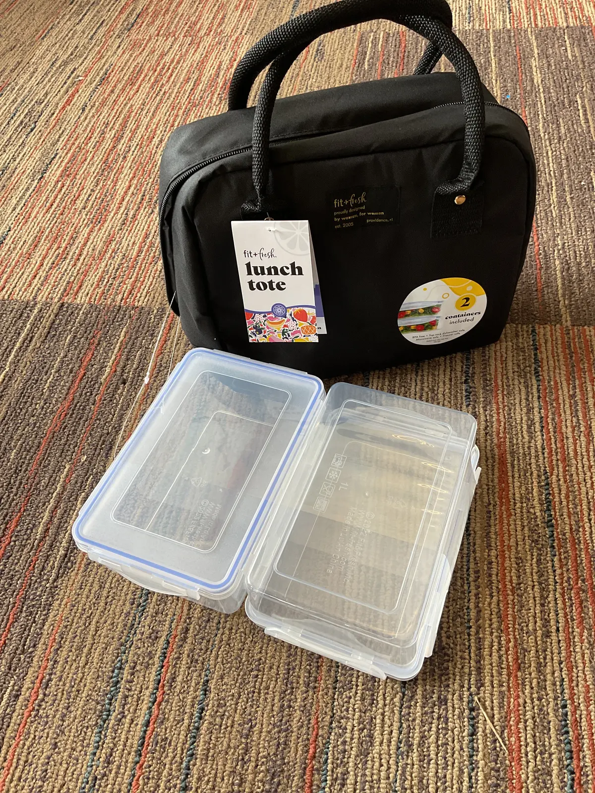 Fit & Fresh Lunch Tote W/ 2 Containers- Black 1