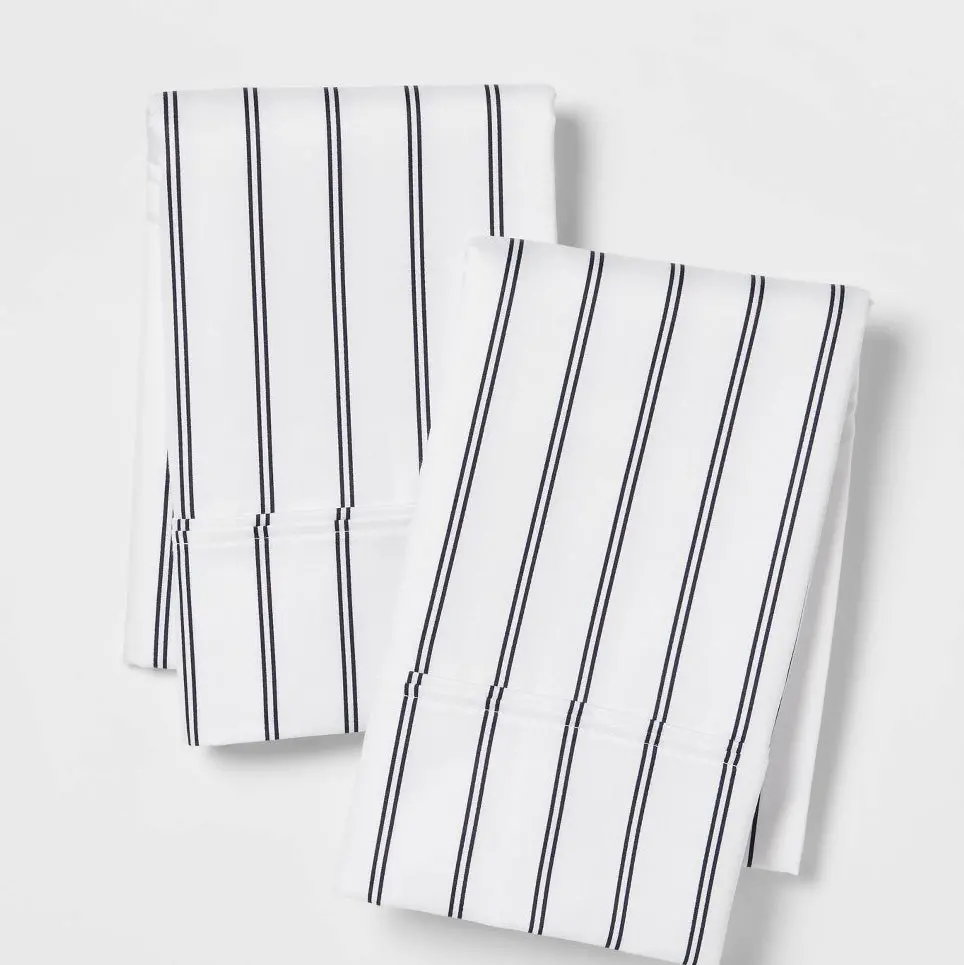 Standard 400 Thread Count Printed Pillowcase Blue Stripe 1