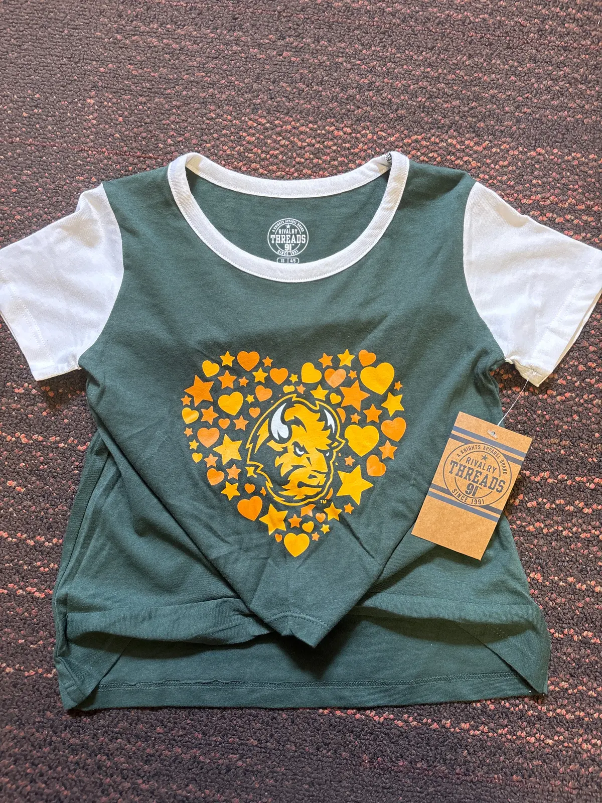 Kids Ndsu Bison Heart Tied Front Tshirt - Clearance 1