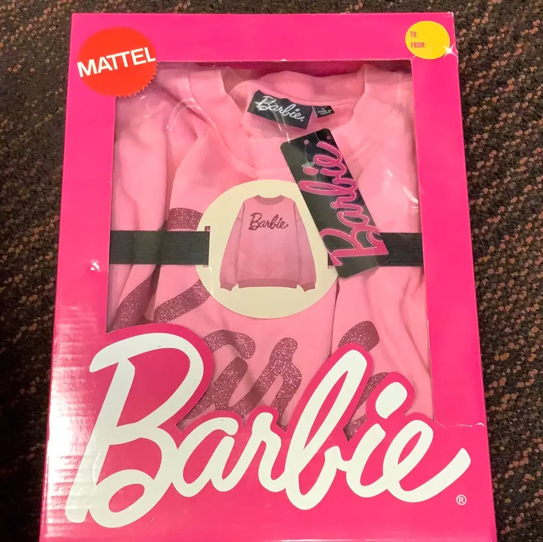 Mattel Barbie Pink Glitter Pullover Hoodie In Box - Large 1