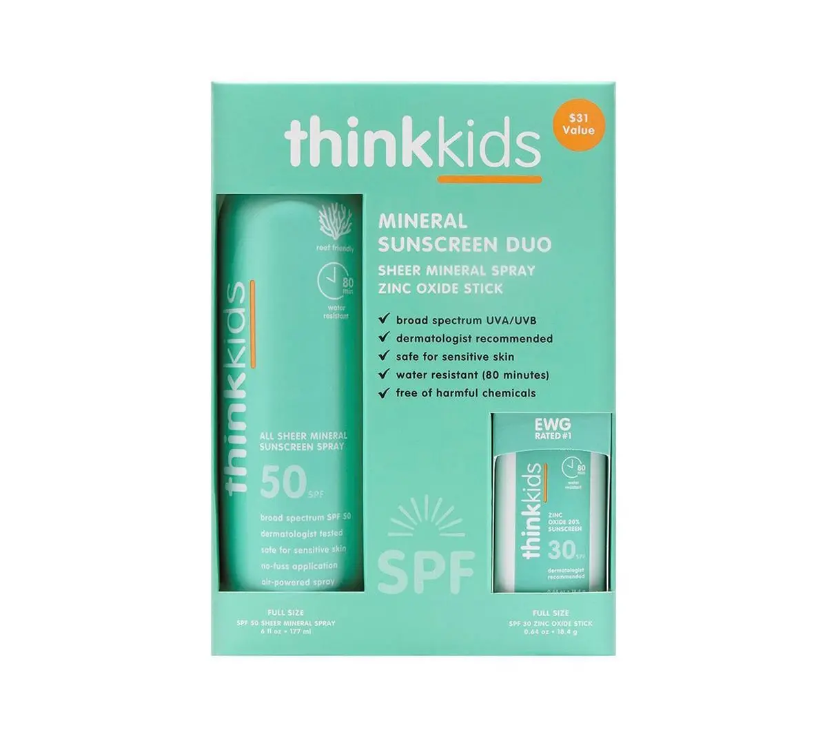 Think Kids Safe Baby Sunscreen Spray And Sunscreen Stick - Spf 30 1