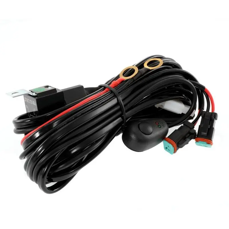 (2 Leads 16Awg) Dt Connector Led Light Bar Wiring Harness Kit With Fuse 12V 40A Relay On/Off Switch 1