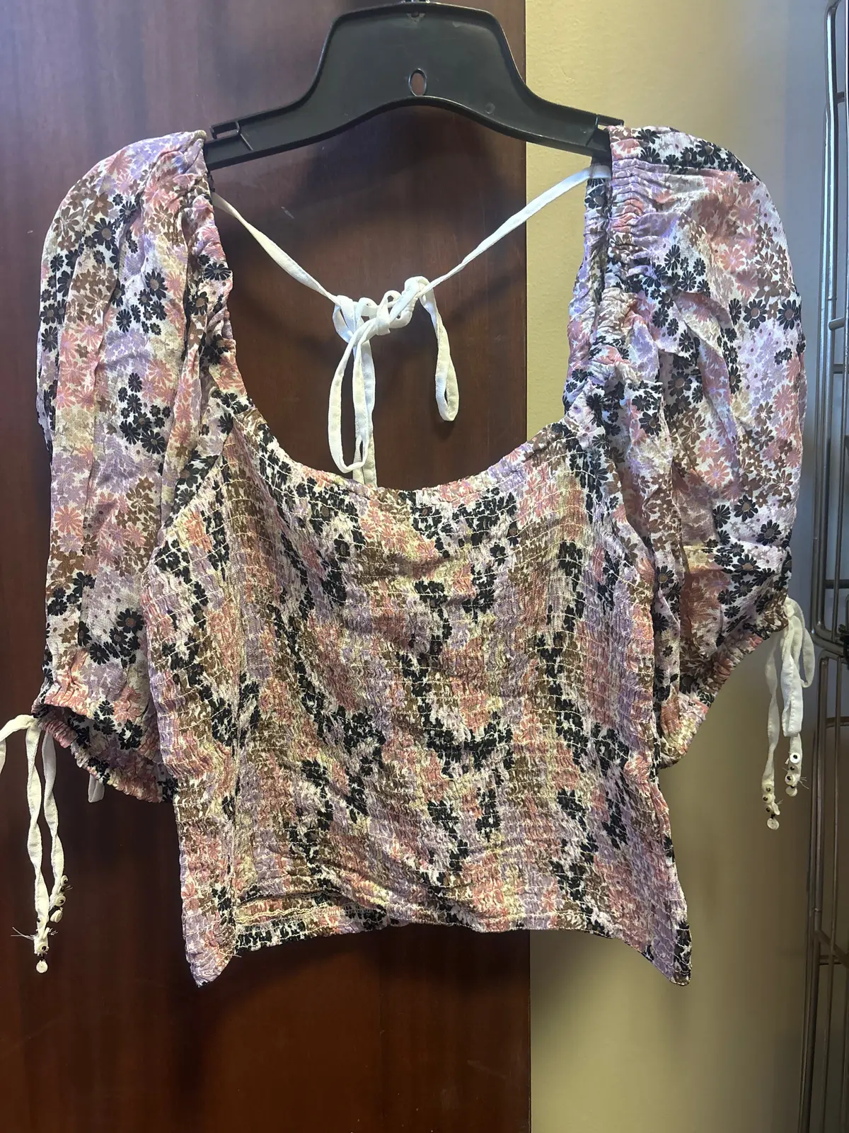Ladies Free People Purple Floral Crop Top 1