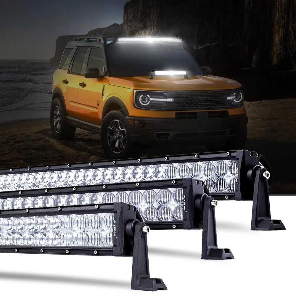 22 Inch-52 Inch 5D Series Straight/Curved Combo Beam Double Row Led Light Bar For Ford Bronco 1