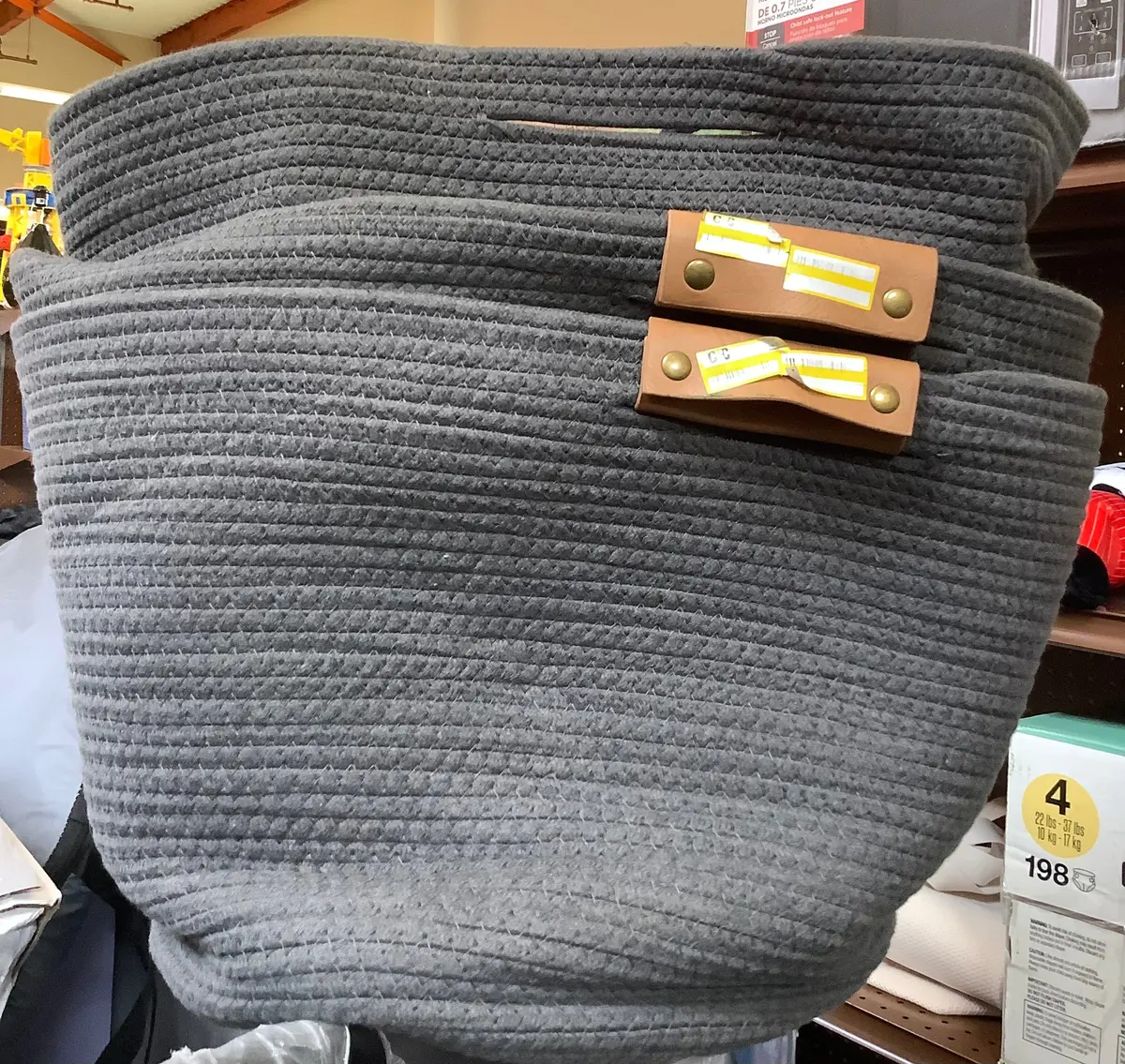 17" Coiled Rope Tapered Basket Gray 1