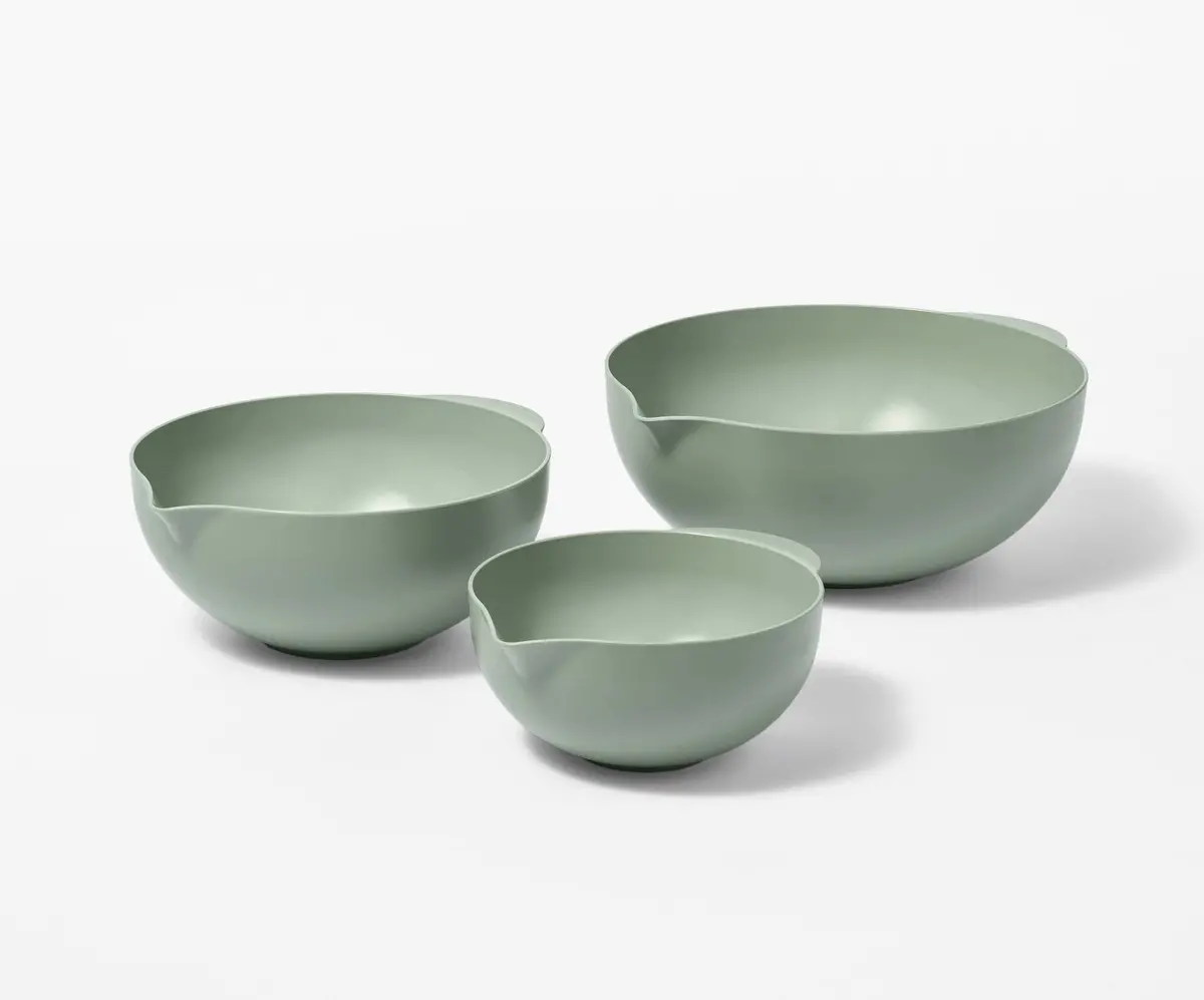 3Pc Plastic Mixing Bowl Set With Pour Spots (No Lids) Green - Brand New 1