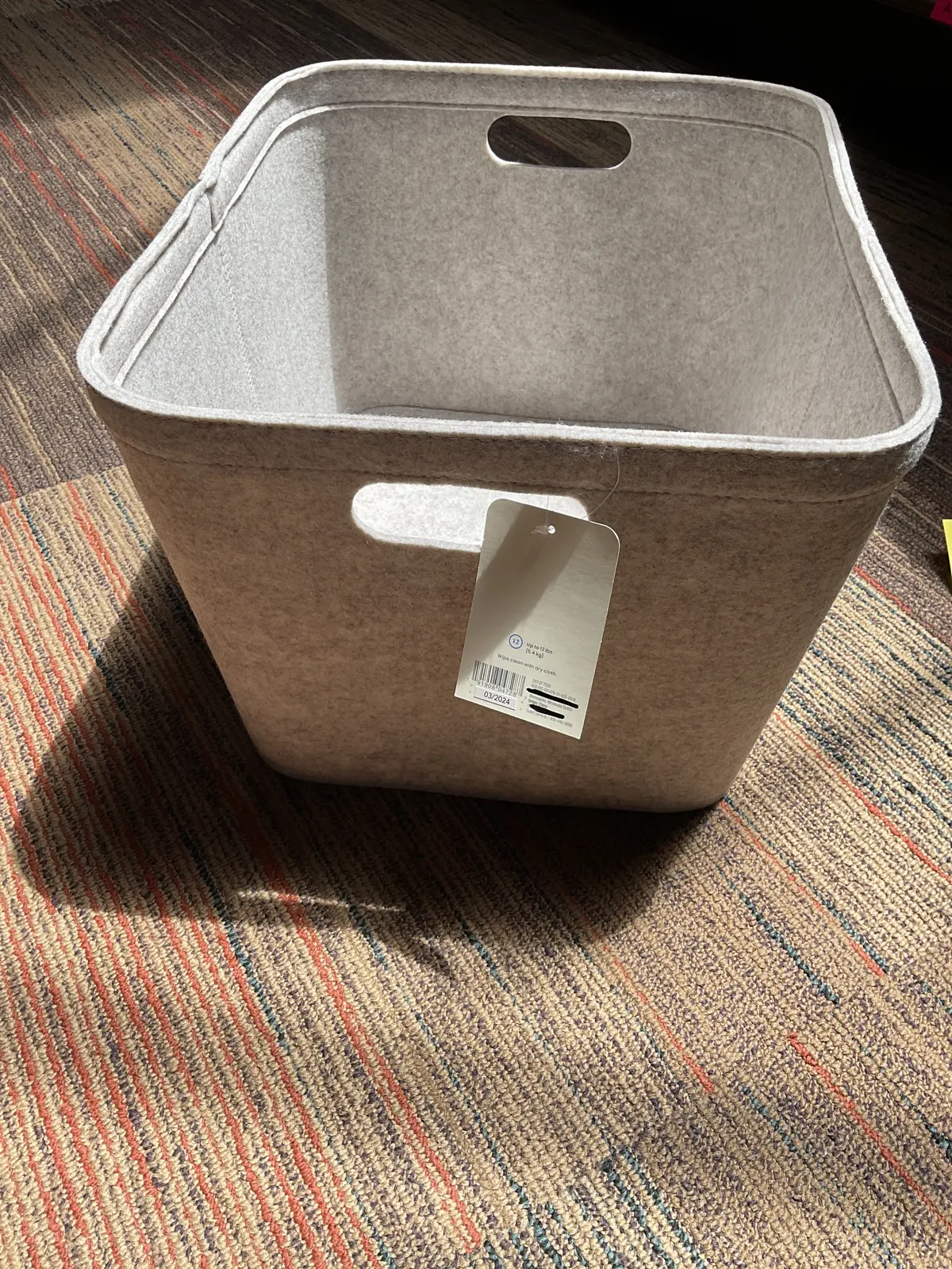 10.5" X 14" Medium Felt Basket With Stitching Oatmeal 1