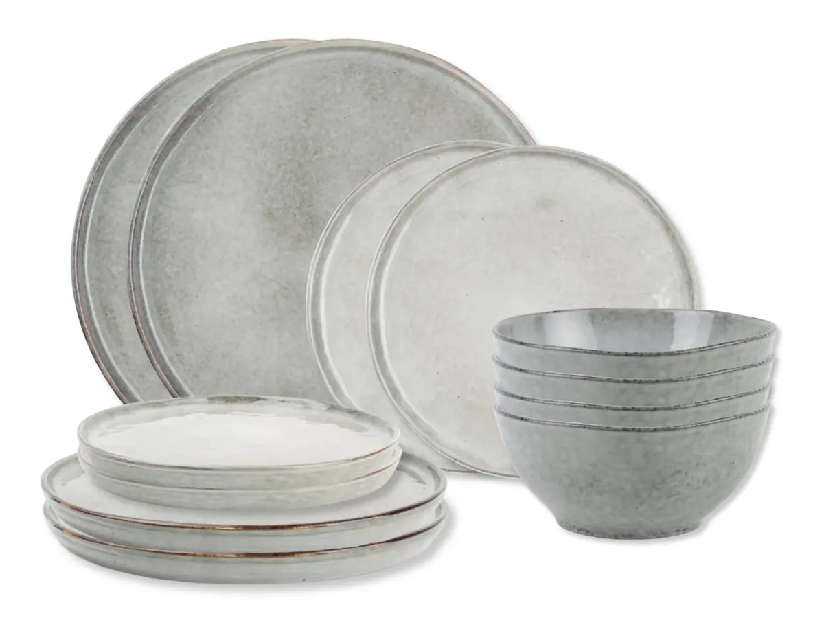 Salt & Pepper Serviesset Artisan Green 12-Delig / 4 Personen - 4 Dinerborden, 4 Ontbijtborden En 4 Kommen 1