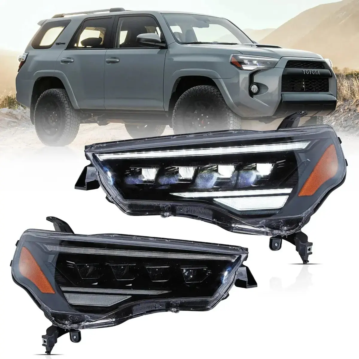 Led Headlight Assembly 4Pcs Projector Upgrade For 2014-2024 Toyota 4Runner 1