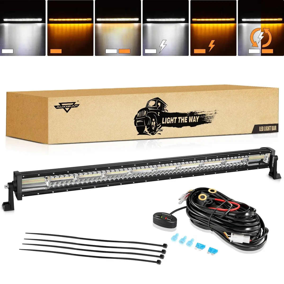 6 Modes Series 42 Inch White&Amber Straight Off Road Led Light Bar 1