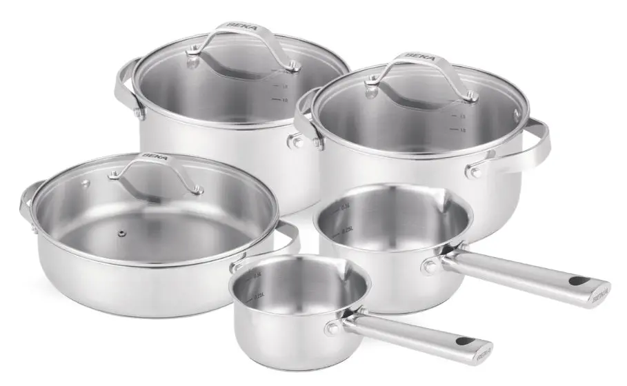 Beka Pannenset Cicla 5-Delig - Zonder Anti-Aanbaklaag - Geschikt Voor Alle Warmtebronnen (Kookpannen, Steelpannen & Sauteerpan) 1
