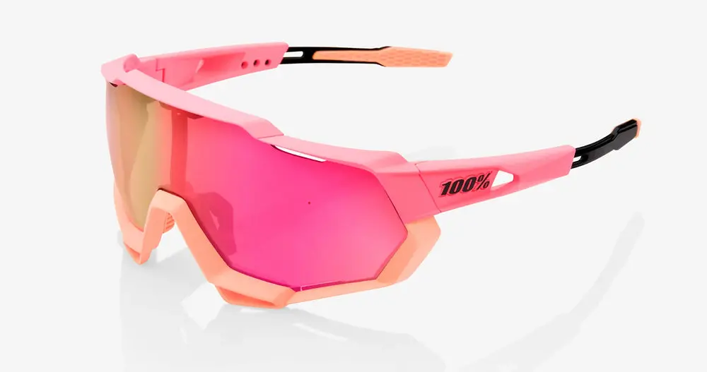 100% Speedtrap Matte Washed Out Neon Pink Purple Multilayer Mirror Lens 1