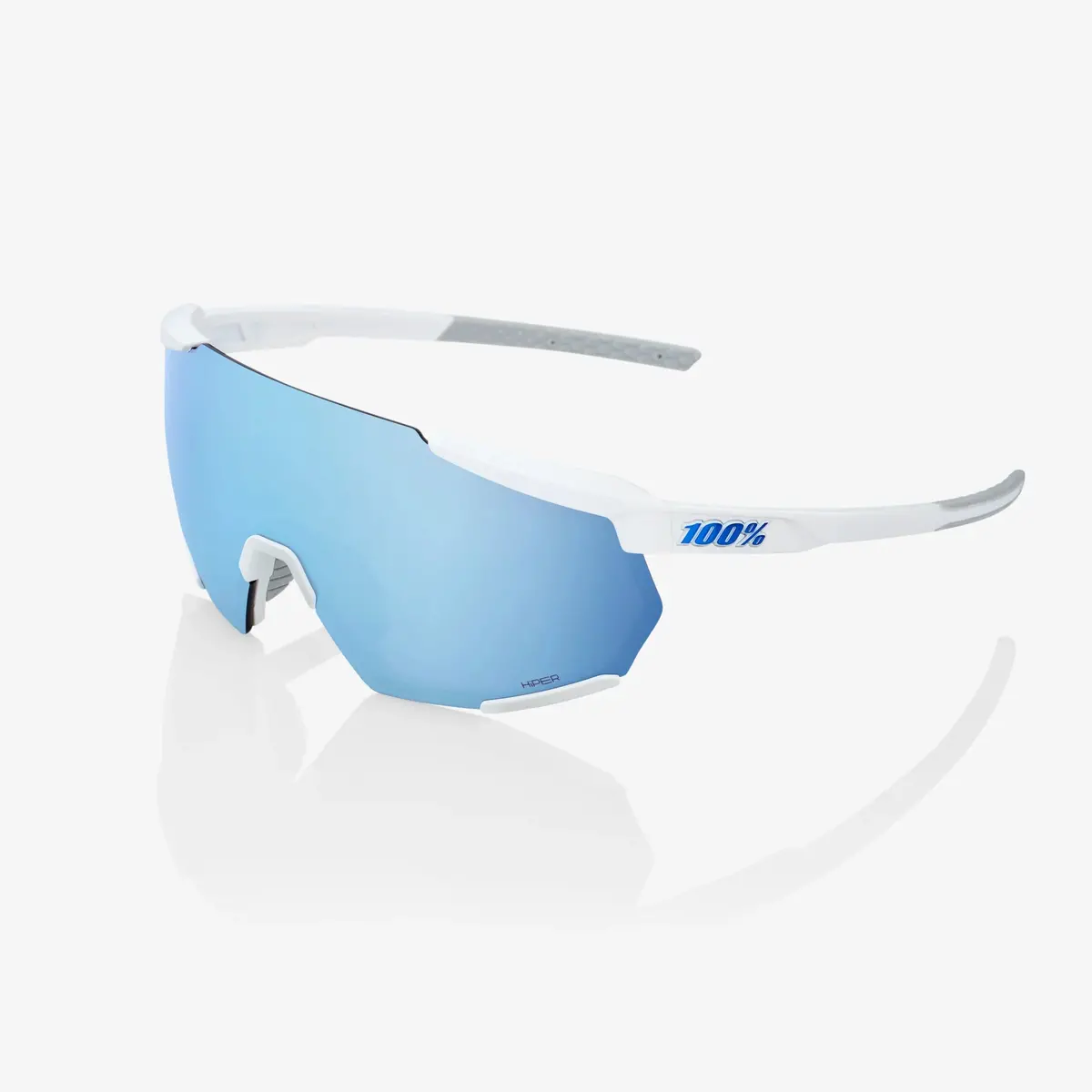100% Racetrap Matte White - Hiper Blue Multilayer Mirror Lens Eyewear 1