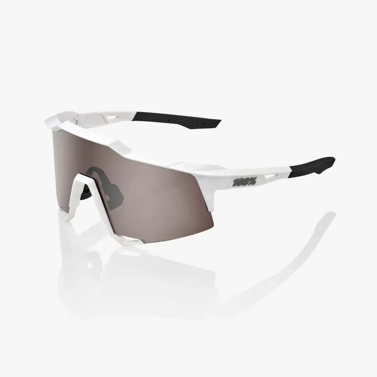 100% Speedcraft Matte White - Hiper Silver Mirror Lens Eyewear 1