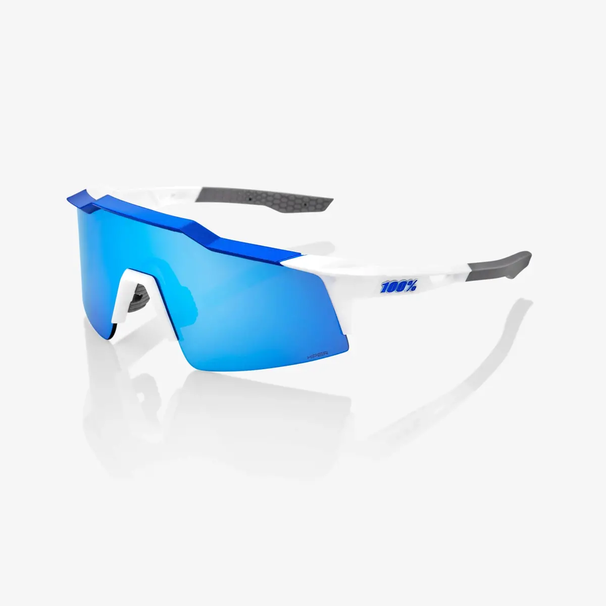 100% Speedcraft Sl - Matte White Metallic Blue Hiper Blue Multilayer Mirror Lens 1