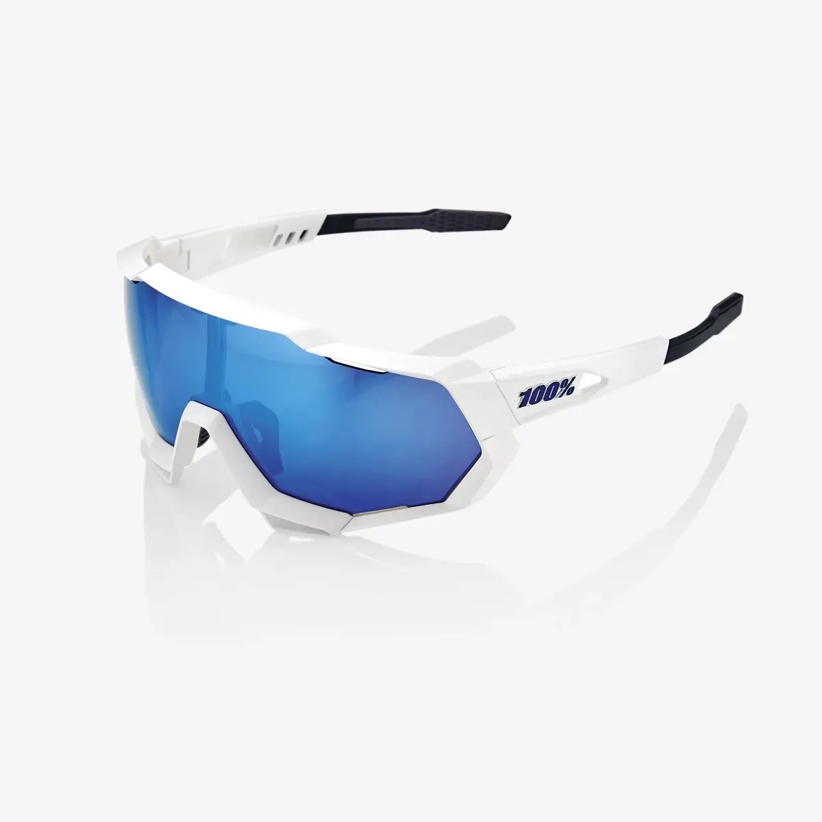 100% Speedtrap - Matte White - Hiper Blue Multilayer Mirror Lens 1