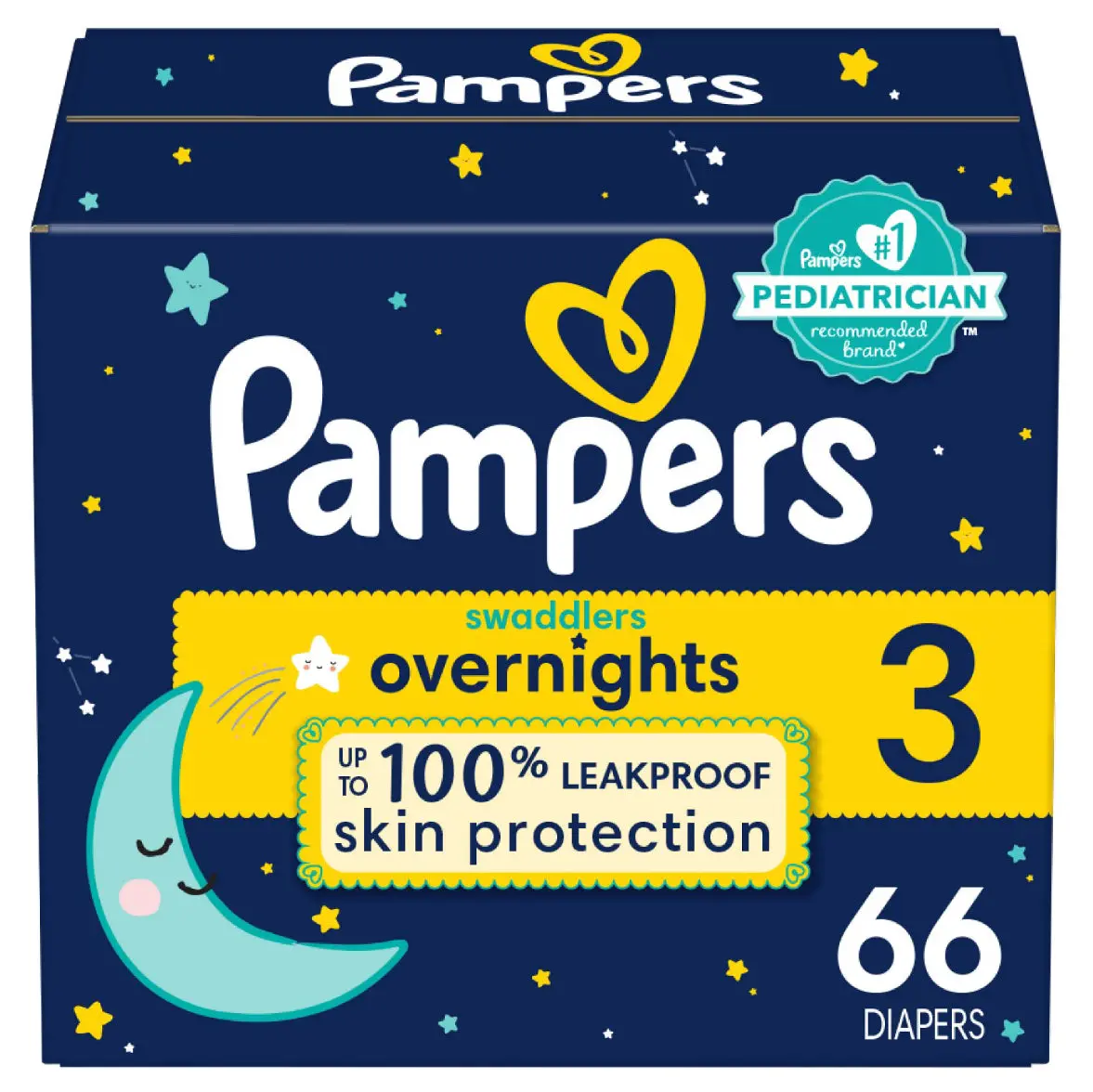 Pampers Swaddlers Overnights Diapers Super Pack - Size 3 66Ct 1