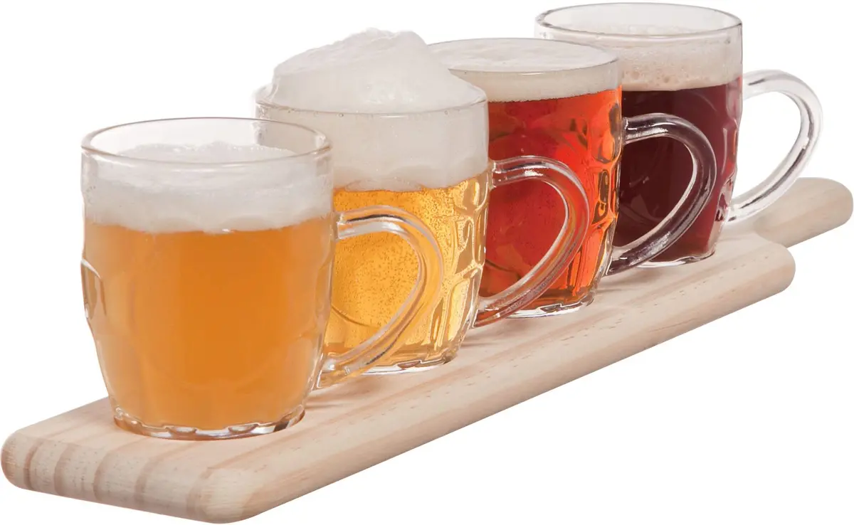 Cosy & Trendy Houten Plank Met 4 Bierpullen 1