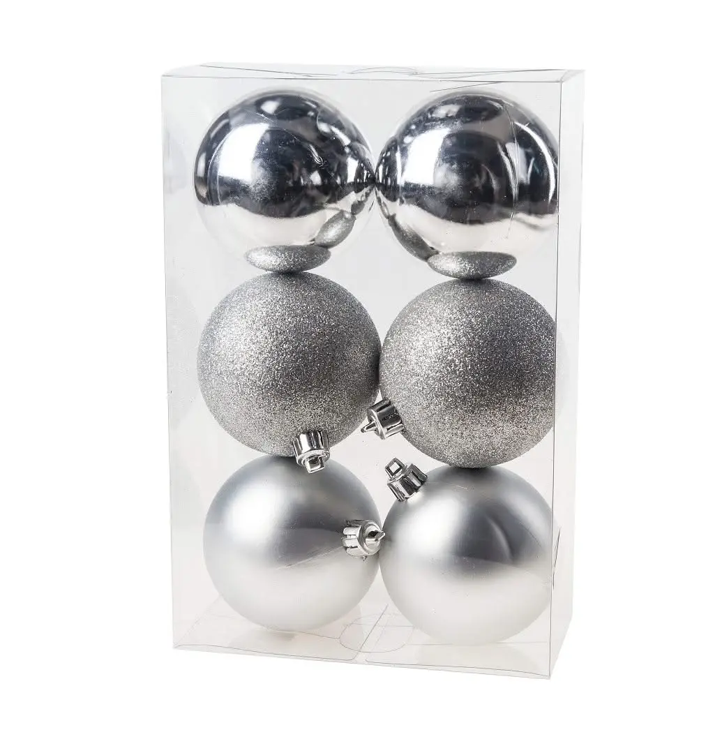 Cosy @Home Kerstballen Zilver Ø 8 Cm - 6 Stuks 1